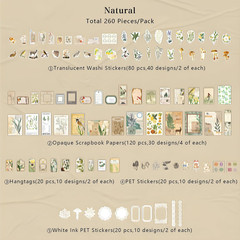 260 PCS Vintage Scrapbooking Supplies Kit for Beginners (Natural) | Large Collec