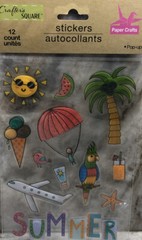 Stickers-1 Sheet Of 12 Pieces(Summer/Travel/Sunshine/Ice Cream/Birds)SHIPN 24HRS