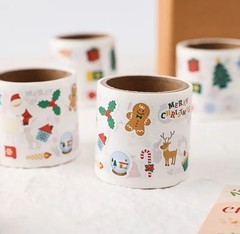 2 ROLLS=600 COUNT Classic Christmas Cartoon Images Small Stickers Lot