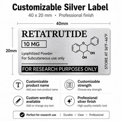 Fully Customizable Silver Peptide Vial Labels for 3ml Vials- Set of 20 labels!