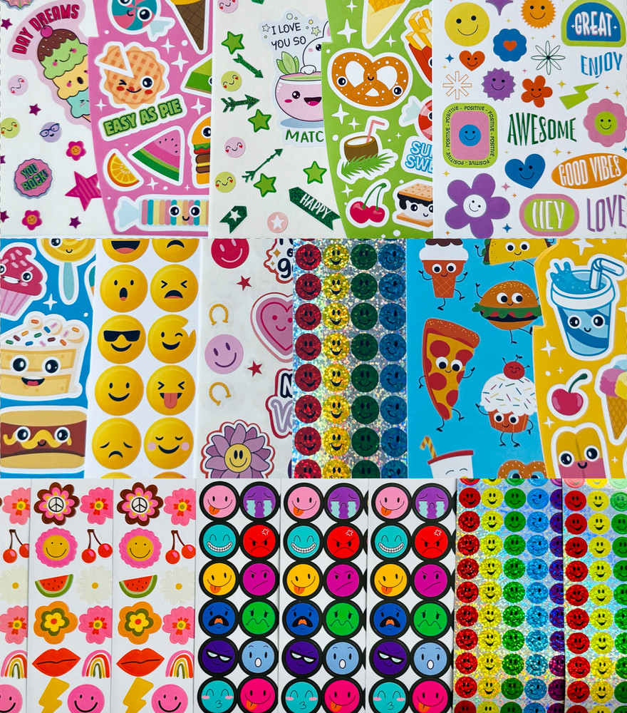 10 Sheets Wholesale Children Stickers Happy Face Food Fruit Dessert Smiley Faces