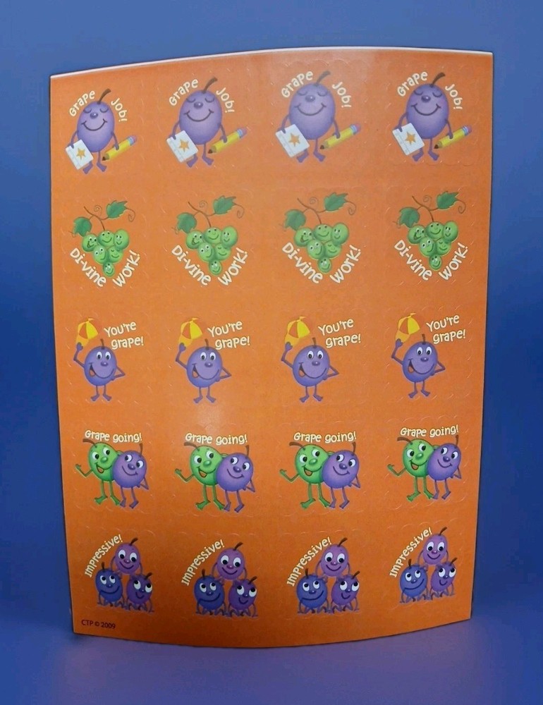 Vintage CTP 2009 Sheet Of Scratch n Sniff Grape Scented Stickers New