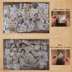 200Pcs Vintage Scrapbook Stickers, Aesthetic Junk Journal Stamping Supplies