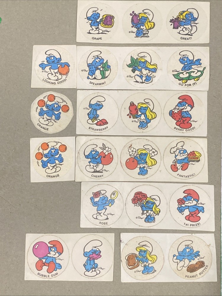 VINTAGE 80’S “SMURFS” SNIFF STICKER STRIP LOT