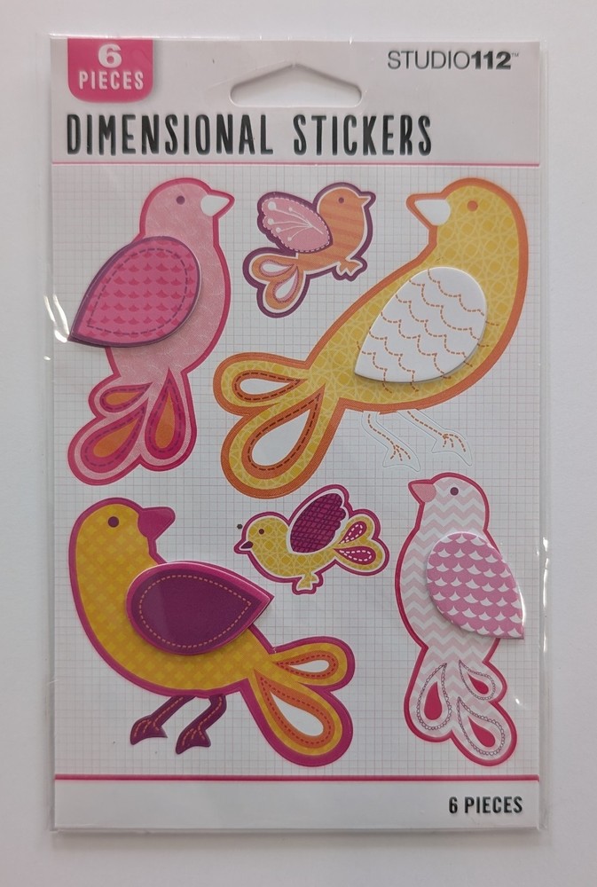 Warm Bird Pink & Yellow Birds Scrapbooking Stickers By Studio 112 K&Company
