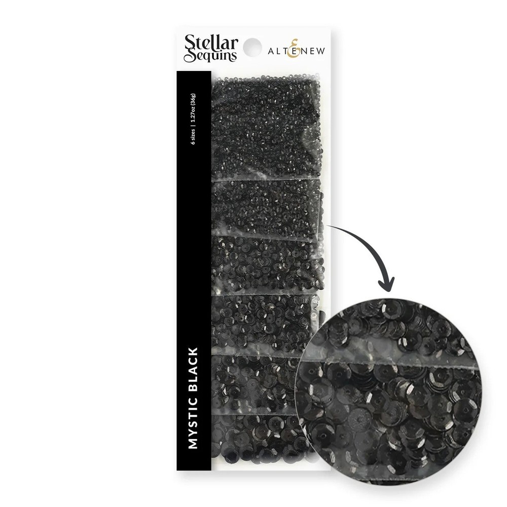 ALTENEW – STELLAR SEQUINS – MYSTIC BLACK – 6 SIZES, 2mm, 3mm, 4mm, 5mm, 6mm, 8mm