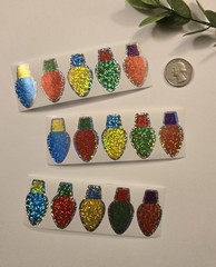 15 Christmas Light Stickers/Christmas Bulb Stickers/Holiday Light Stickers