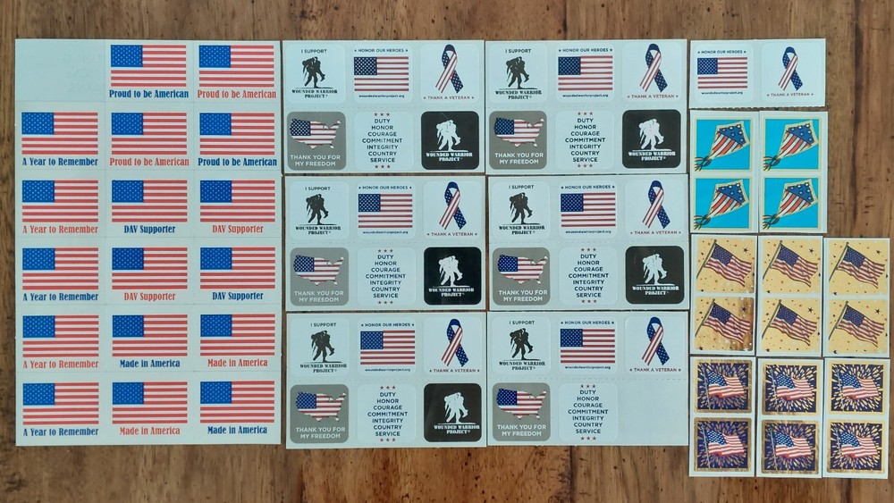 WWP DAV USA American Flag Warriors Red White Blue Patriotic Stickers Lot of 70
