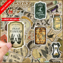 JUNEBRUSHS 324 Pcs Potion Labels Scrapbook Stickers Vintage Gothic Black
