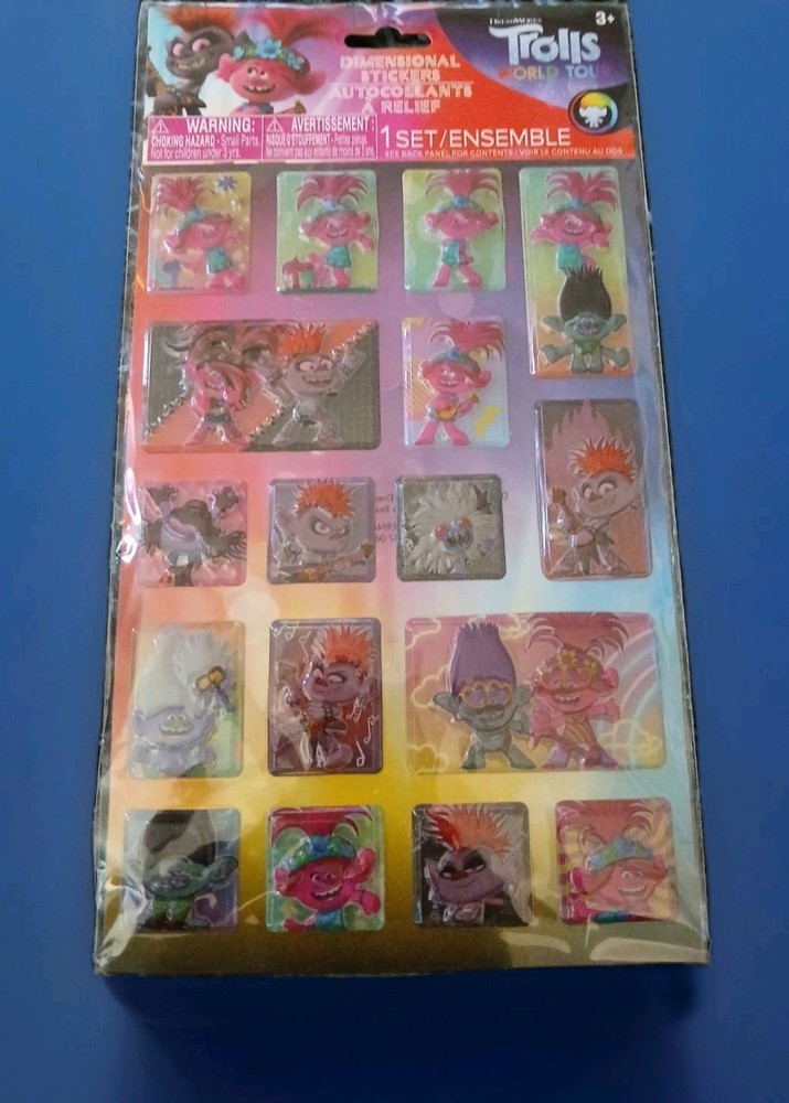 New Trolls World Tour Dimensional Stickers NIP Vtg