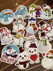 50 Pieces Bundle Pack Snowman Christmas Stickers Decal High Glossy Finish