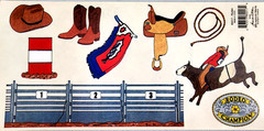 Rodeo Cowboy Bull Riding Clear Sticker Sheet 12″ Western Vintage Scrapbook Mania