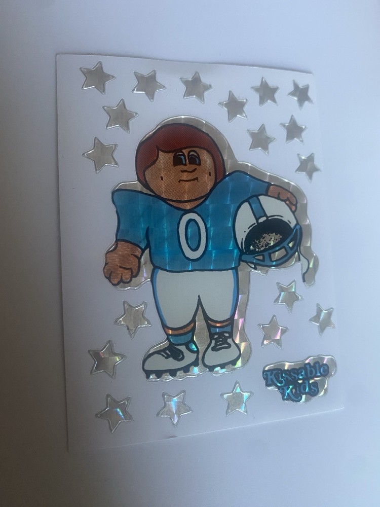 Vintage Prism Vending Sticker Sheet Kissable Kids Footballer 4×3 Inches Pot Of