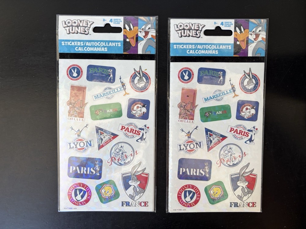 Looney Tunes Set Of 2 New 4 Sheet SandyLion France Shiny Stickers Bugs Bunny