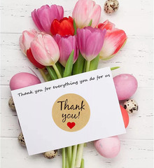 2 Rolls/1000Pcs Thank You Stickers Self Adhesive Kraft Paper Label Stickers for