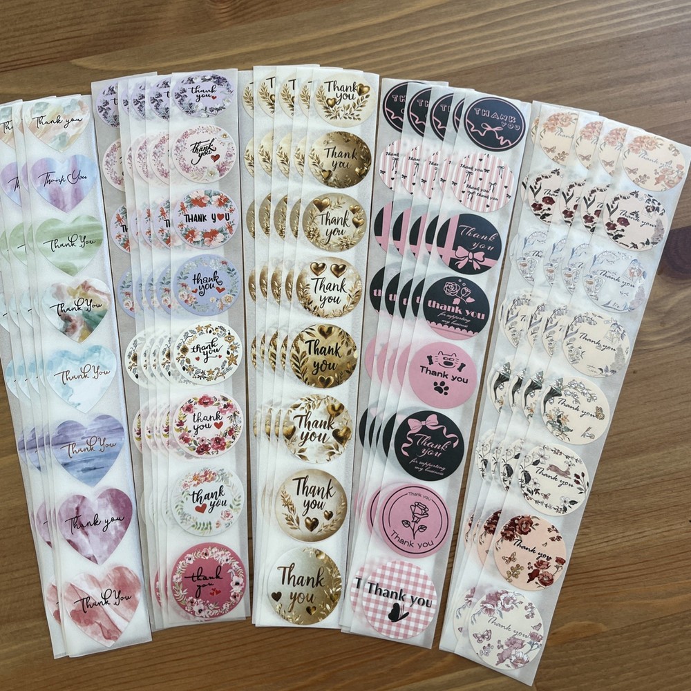200pcs Cute Thank You Stickers 1” Small Business for Decorate Envelopes Sealing