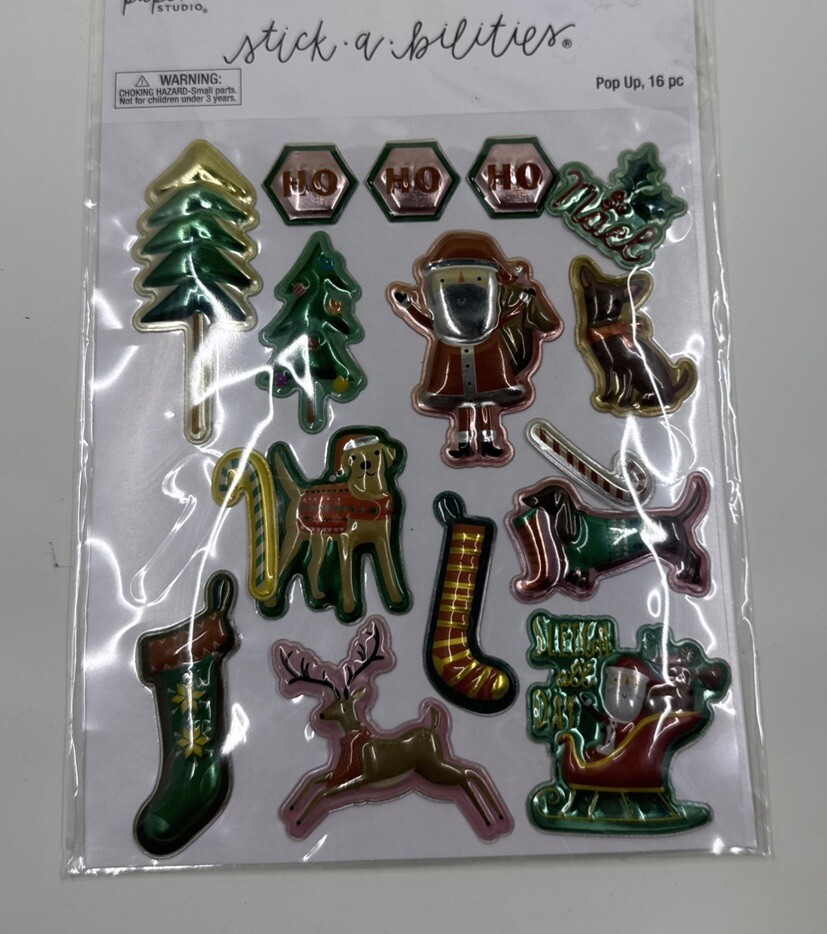 The Paper Studios Stick-A-Bilities Pop Up Christmas Stickers 16 pc