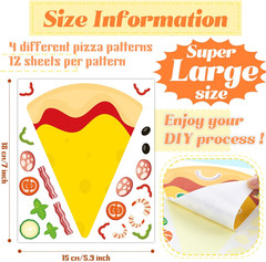 48 Sheets Make a Pizza Stickers, Make Your Own Pizza Stickers Crafts Party Suppl