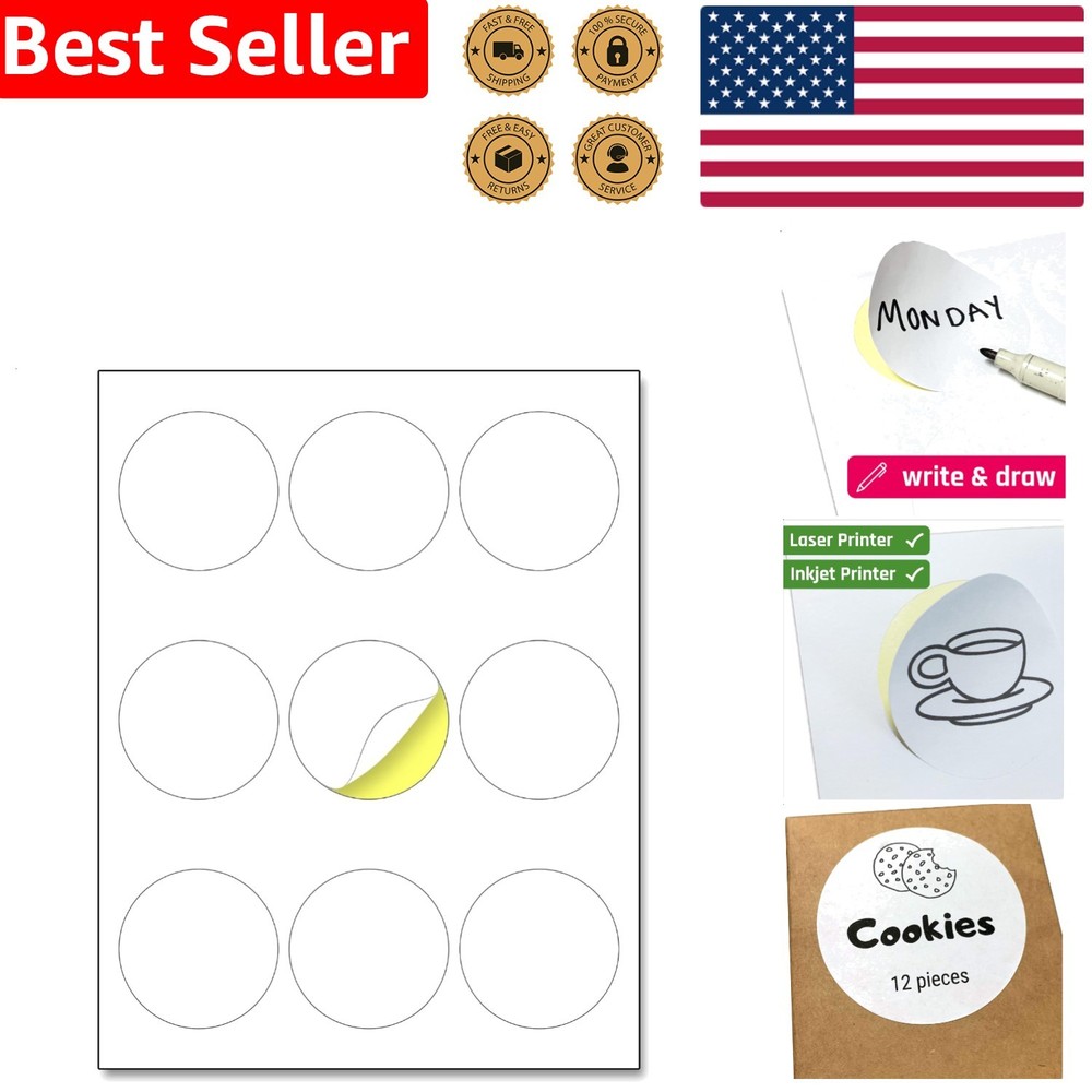 Matte White Round Laser Inkjet Self-Adhesive 30 Sheets 270