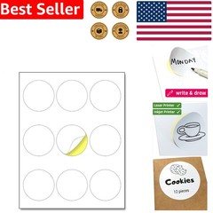 Matte White Round Laser Inkjet Self-Adhesive 30 Sheets 270