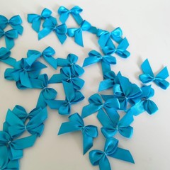 Micomon 50pcs 1.2-Inch Mini Bows for Crafts Mini Satin Ribbon Bows in Blue Color