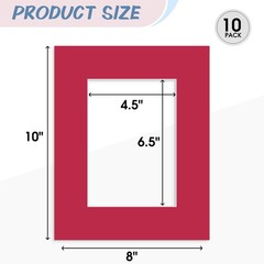 , 10 Pack Picture Frame Mats, 8×10 China Red Mattes with Core Bevel Cut 4.5×6…