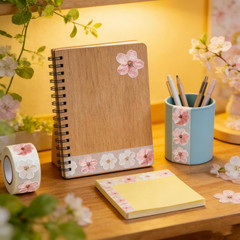Cherry Blossom Flower Stickers Roll, 500PCS Pink & White Sakura Decorative Stick