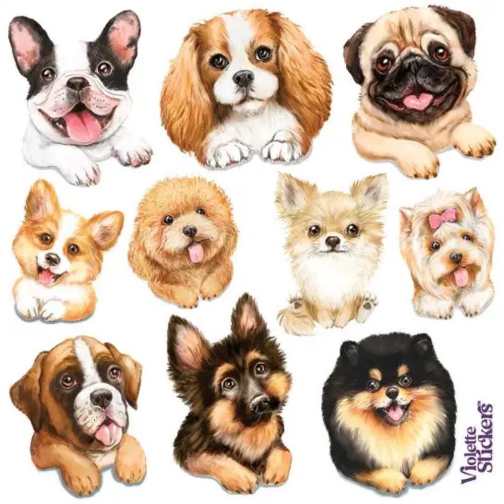 Violette Stickers – 1 Puppy Dogs Sticker Sheet – Stationery Scrapbooking Crafts
