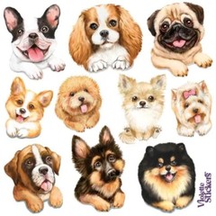 Violette Stickers – 1 Puppy Dogs Sticker Sheet – Stationery Scrapbooking Crafts