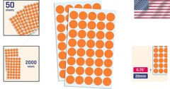 Bright Orange 2000 Pack 3/4″ Round Dot Stickers – Versatile Self-Adhesive Labels