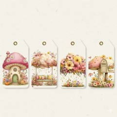 16 Pcs Spring Scene’s Tags Junk Journals Scrapbook USA