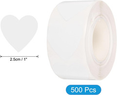 500Pcs White Heart Stickers 1 Inch Self-Adhesive Stickers Coding Label for DIY C