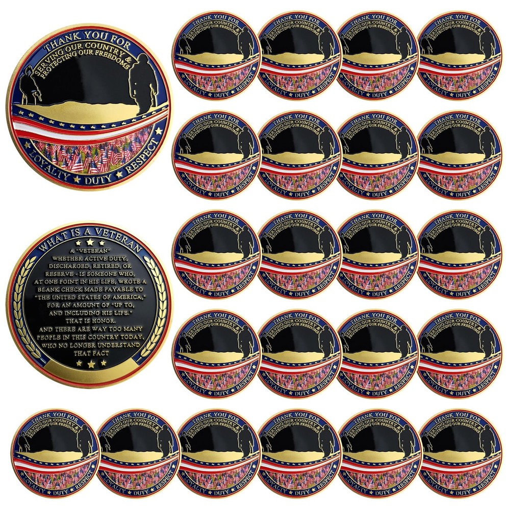 AtSKnSK 24 PCS Military Veterans Challenge Coin Appreciation Gift Thank You f…