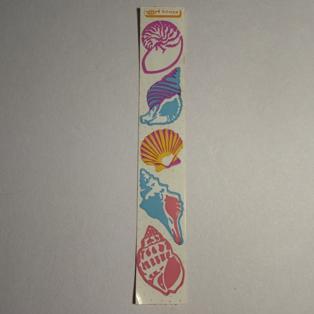Vintage 1982 Cardesign TOOTS 6” Sticker Strip Shells MUS #155 Seashells Conch