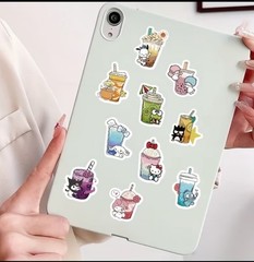 40 PCs ~1×1.2” Sanrio Hello Kitty Stickers with Drinks Cinnamoroll Kuromi Melody