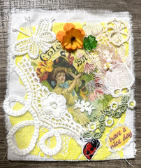 #7 Art Collage Snippet Cluster Spring Lady Bunny Crochet Lace Handmad Album