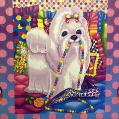 Vintage Lisa Frank Sticker Sheet White Maltese Poodle Dog S270