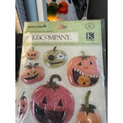 2003 K&Company Carolyn Gavin Snow Globe Pumpkin Halloween Stickers 9 pc