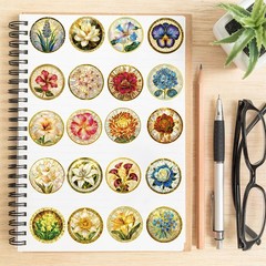50PCS Flowers Sticker Hot Stamping Gold Pattern Style Streetwear Phone Luggage P