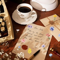 600Pcs Natural Flower Stickers,Self-Adhesive PVC Vintage Flower Stickers for Scr