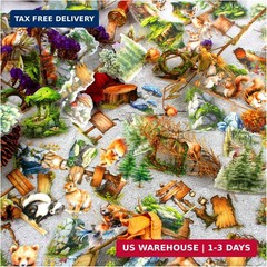 150Pcs PET Forest Landscape Stickers for Journaling and Scrapbooking, 6 Themes w