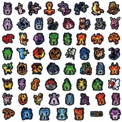 60 pcs Neon Pokemon Cartoon Stickers Pack Anime For Laptop Skateboards Luggage