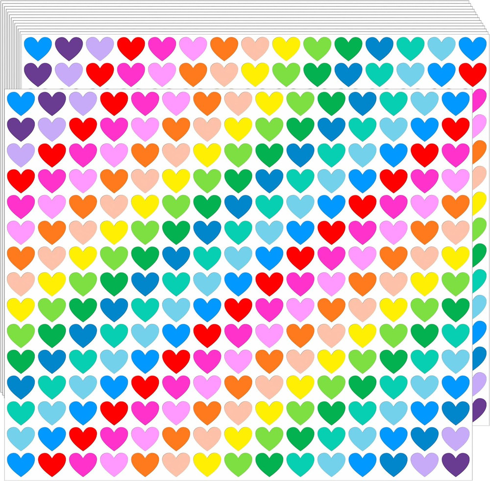 Heart Stickers, 4050 Pieces, 1/2 Inch Mini Colorful Stickers for Kids