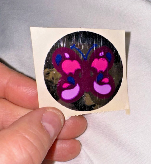 Vintage 1980s Russ Berrie Bravos Purple Mylar Butterfly Foli Module Sticker