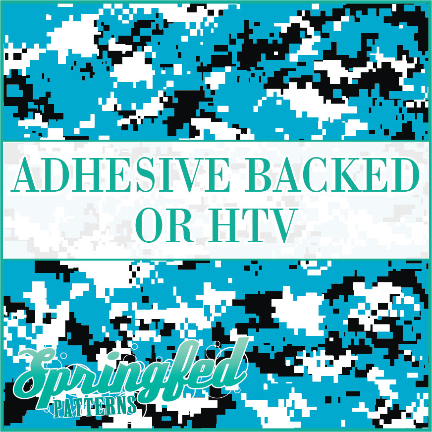 Digital CAMO in Light Blue, Black & White Adhesive Vinyl or HTV Heat Transfer