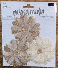 The Paper Studio Mixed Media Burlap Thin Daises Flowers White & Brown Scrapbook