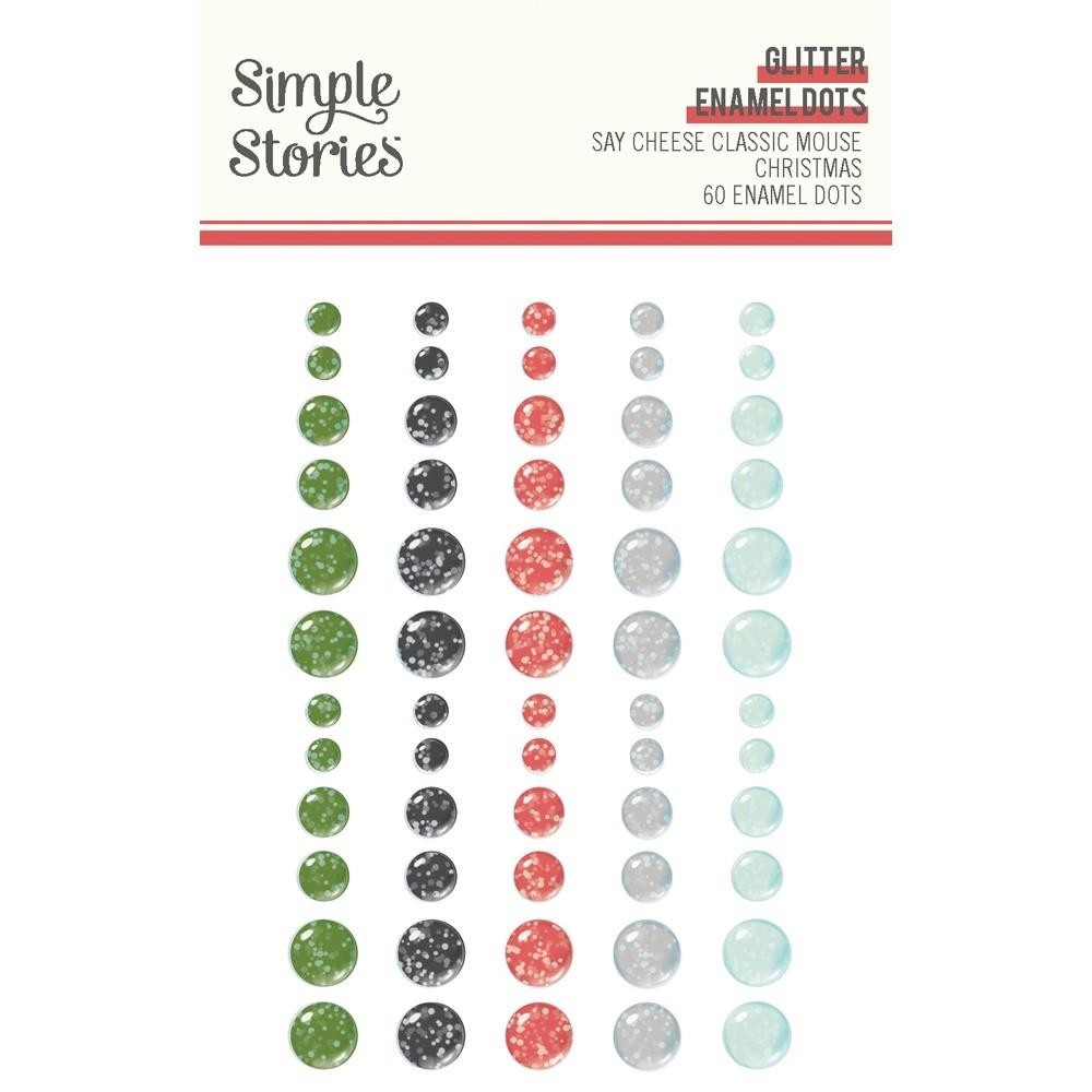 Crafts Glitter Dots SS Sticky Back Say Cheese Classic Mouse Christmas Green Red