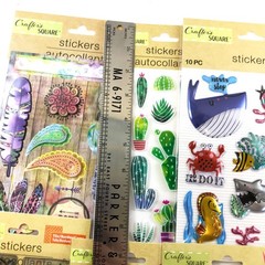 Crafters Square Sticker LOT Butterflies Boho Owls Hummingbird Cactus Tropical