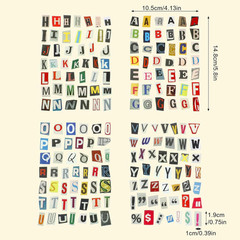 181Pcs 4 Sheets Letter Stickers Alphabet Number Symbol Sticker for Scrapbooking,