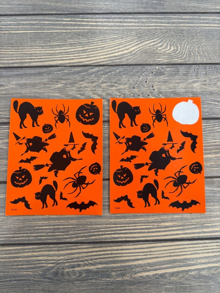 Vintage Halloween Silhouette Orange Black Decorative Stickers